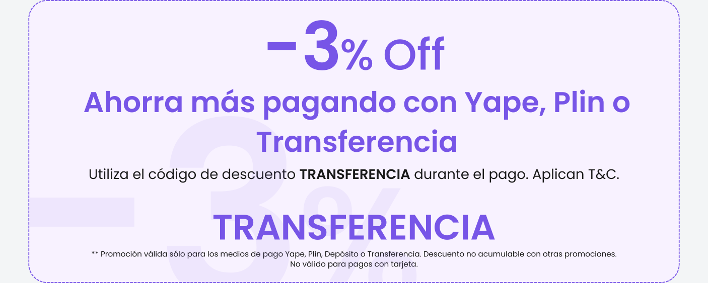 Ahorra pagando con Yape, Plin, Transferencia