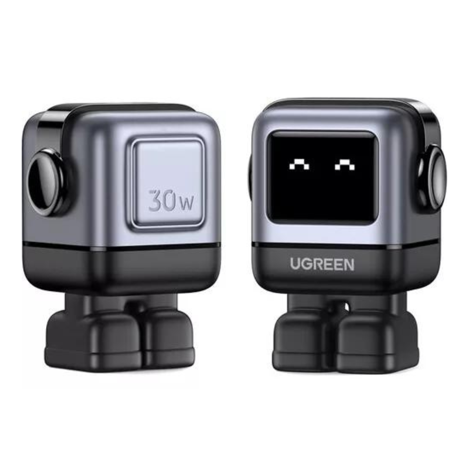 Cargador Ugreen 30W USB-C Carga Rápida, Robot con Pantalla, Negro (15550)