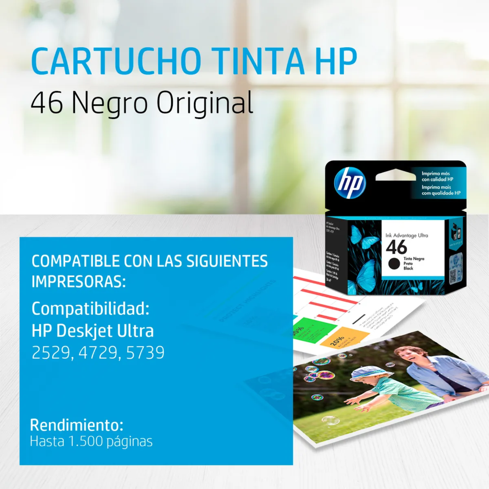 Cartucho de tinta HP 46 Negro Original (CZ637AL)