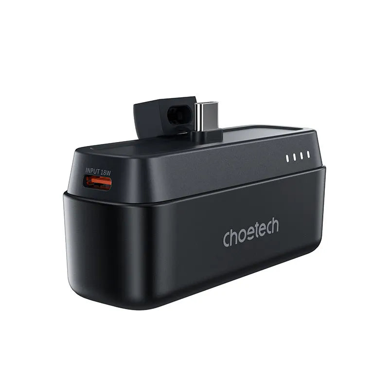 CHOETECH Mini Power Bank Portátil USB-C PD 20W, 5000 mAh, Carga Rápida, para Celular, iPhone, Tablet, Negro (B740-CCBK)