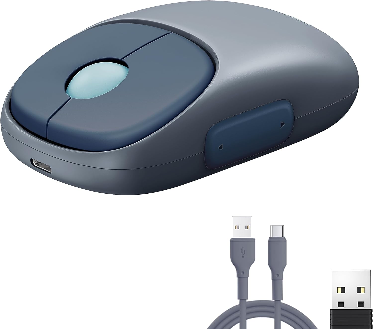 Mouse Inalámbrico Ugreen MU102 Fun+ Recargable, Bluetooth y 2.4G, 4000 DPI, Azul (90538)