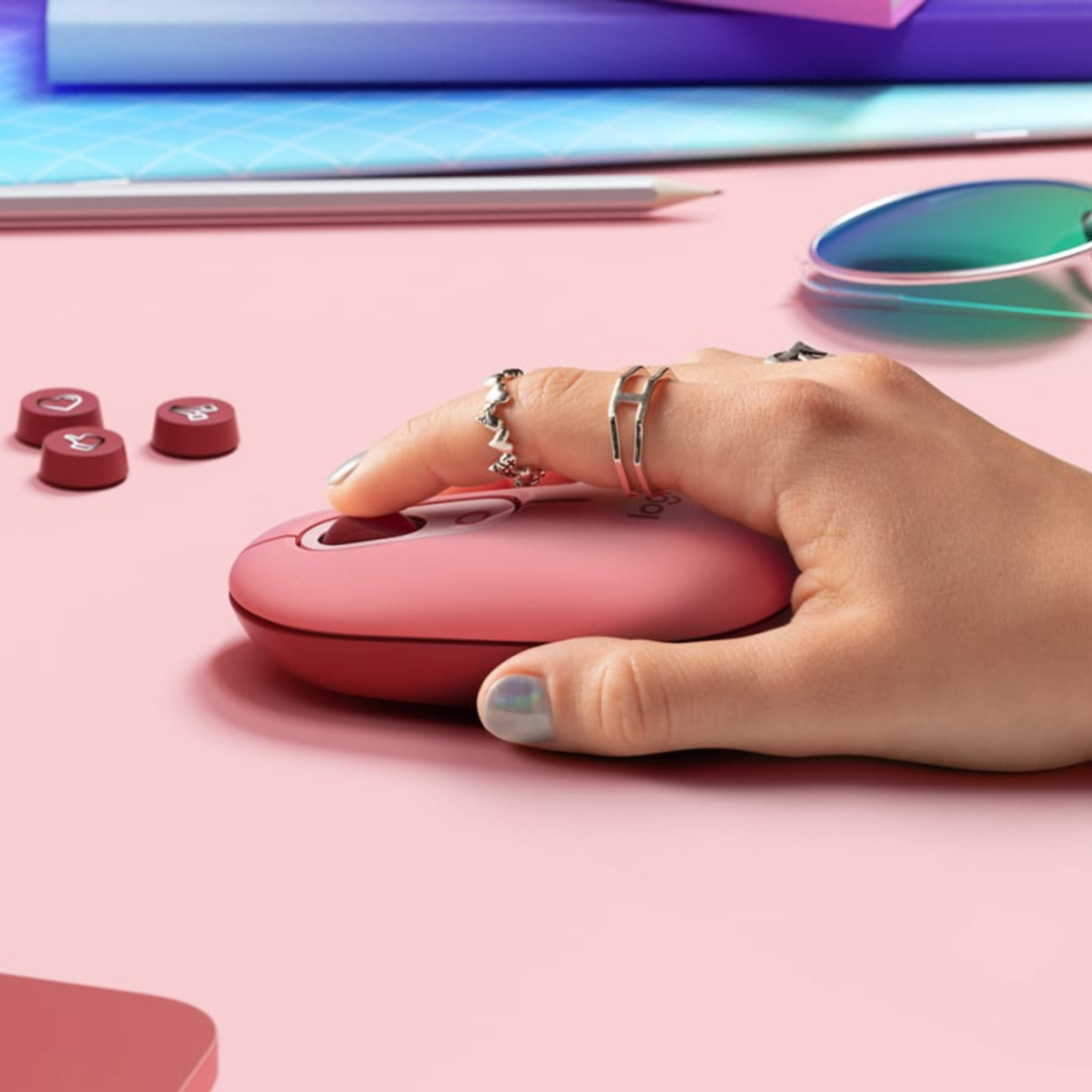 Mouse Bluetooth Logitech Pop Coral Rosa
