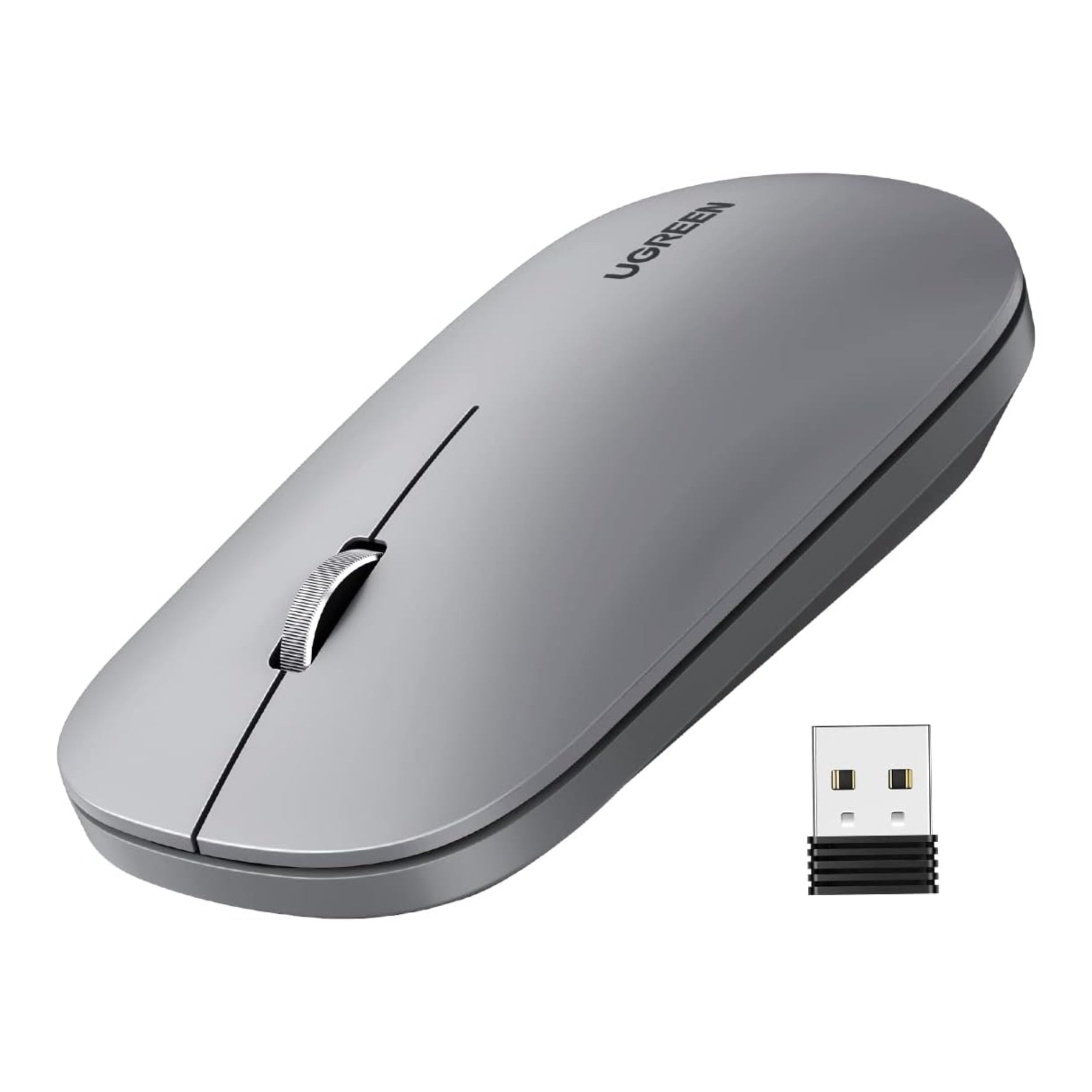 Mouse inalámbrico UGREEN MU001 90373 Gris silencioso vista frontal