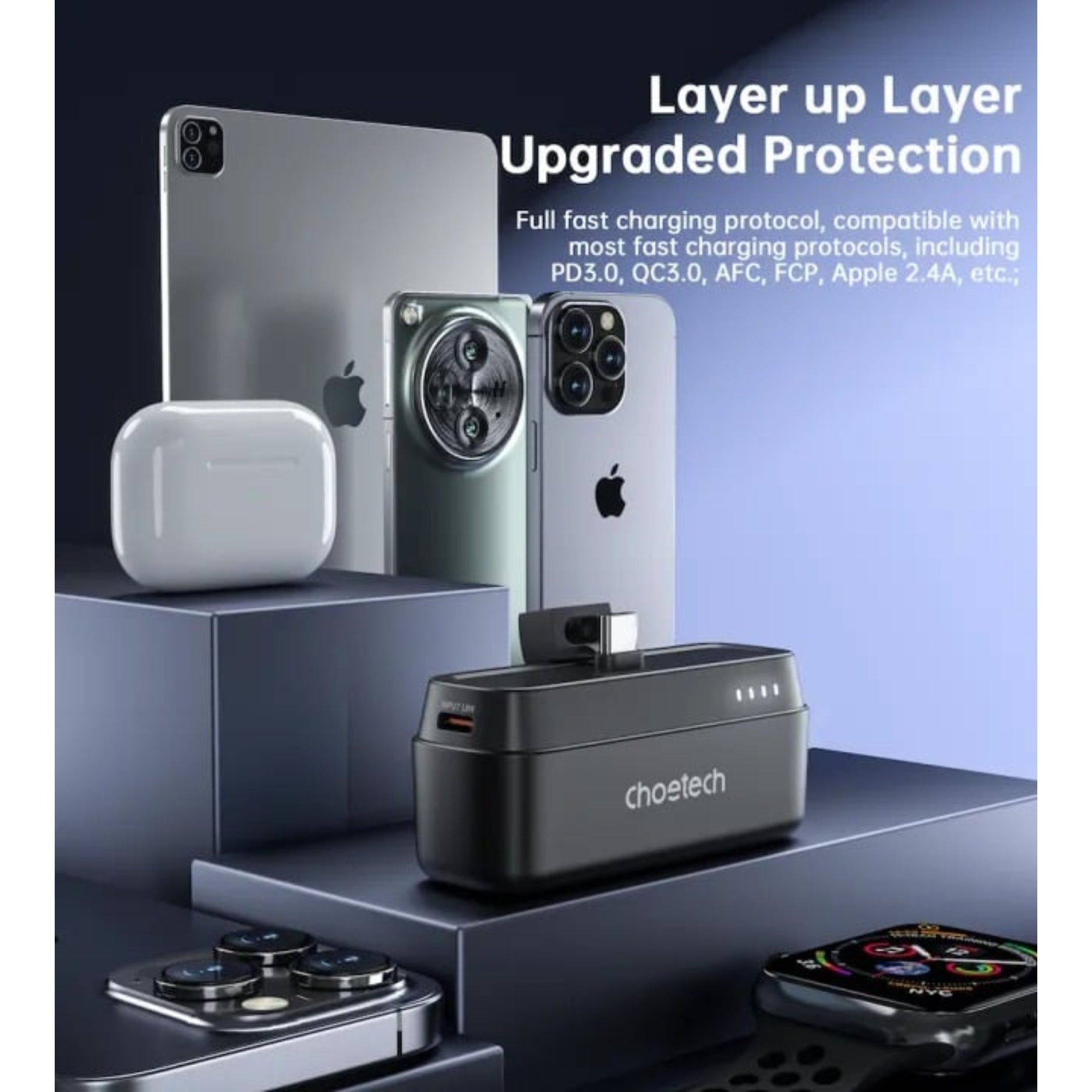 Cargador portátil CHOETECH B740-CCBK con csrga rápida de 20W