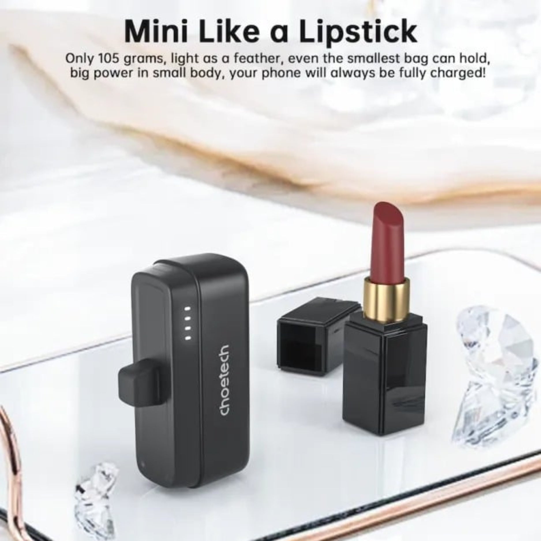 Cargador portátil CHOETECH B740-CCBK diseño compacto color negro