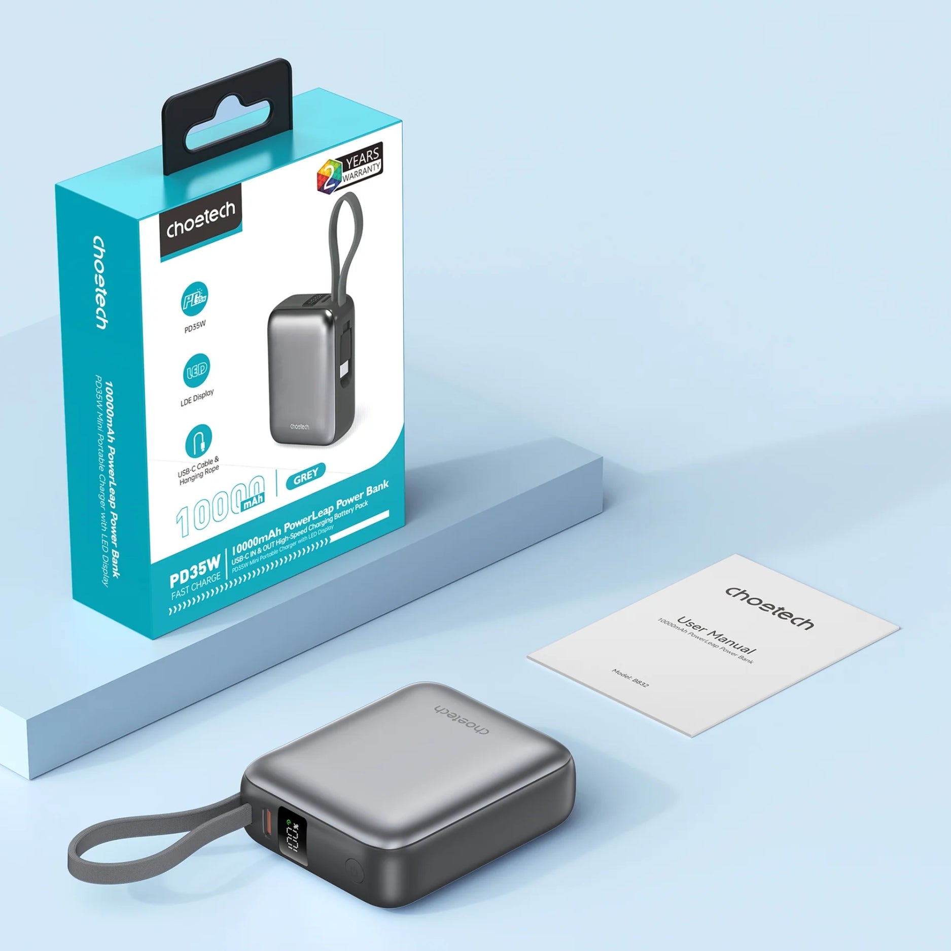 Contenido de la caja del del Power Bank CHOETECH B832-GY portátil 10000mAh