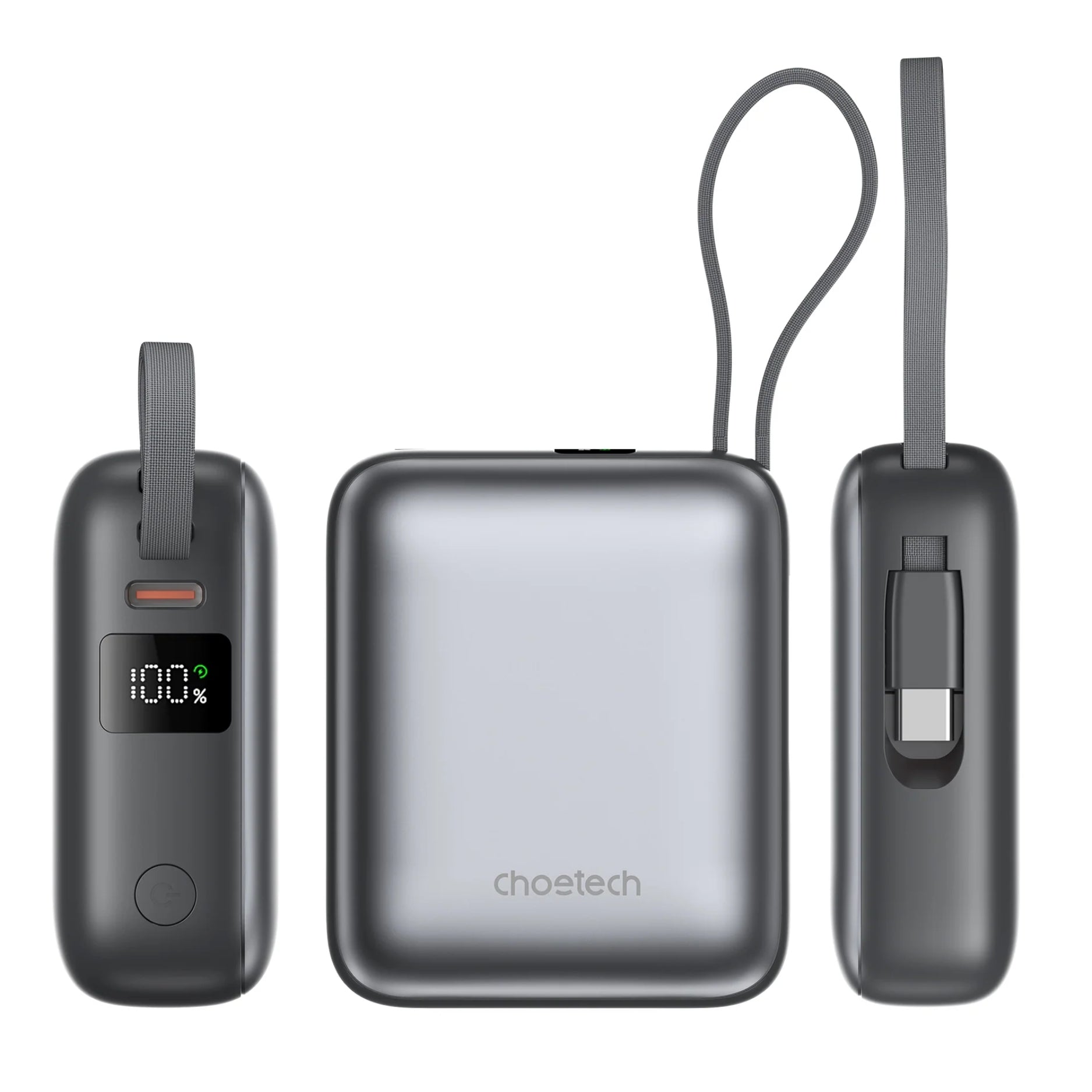 Cargador portátil CHOETECH B832-GY con cable USB-C integrado