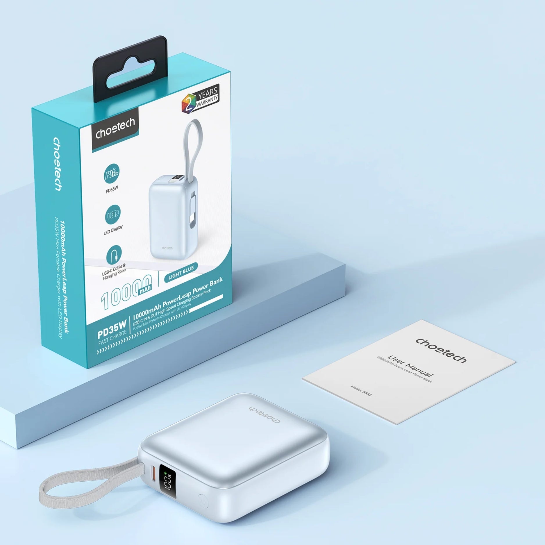 Contenido de la caja del del Power Bank CHOETECH B832-LBE portátil 10000mAh