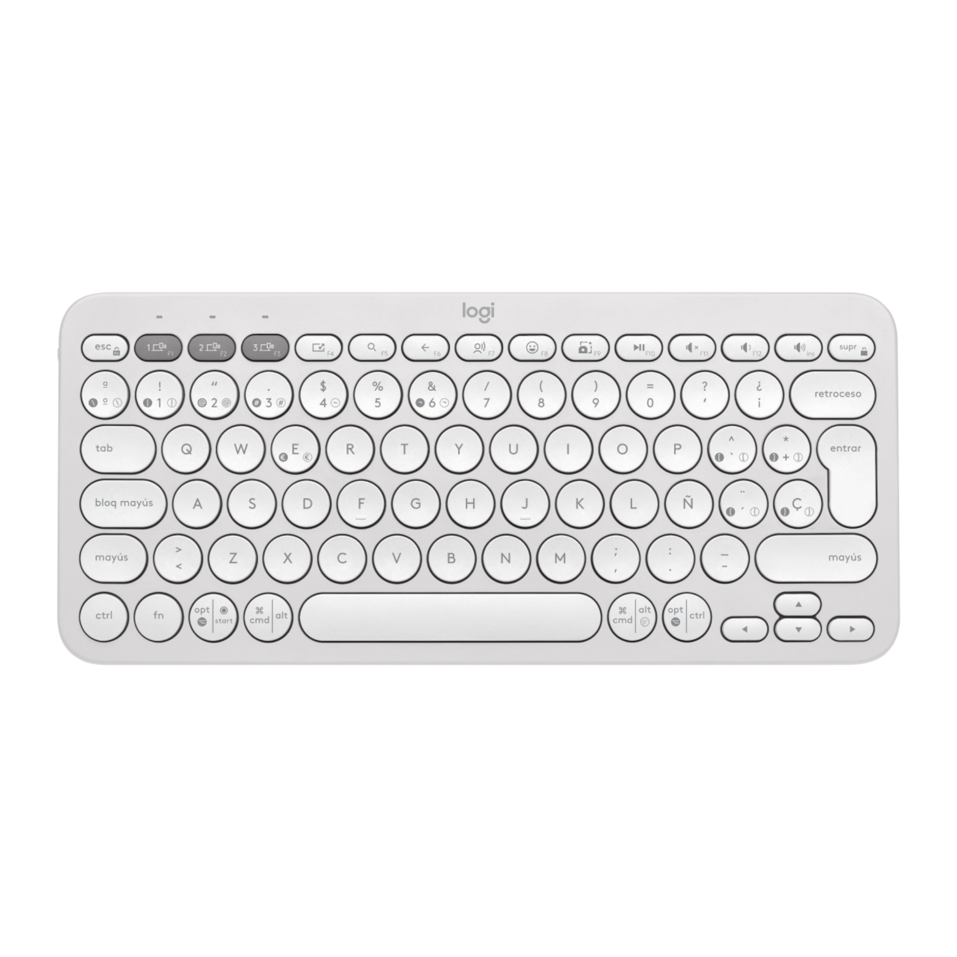 Teclado Bluetooth Logitech PEBBLE KEYS 2 K380S Blanco es Español (920-011784)