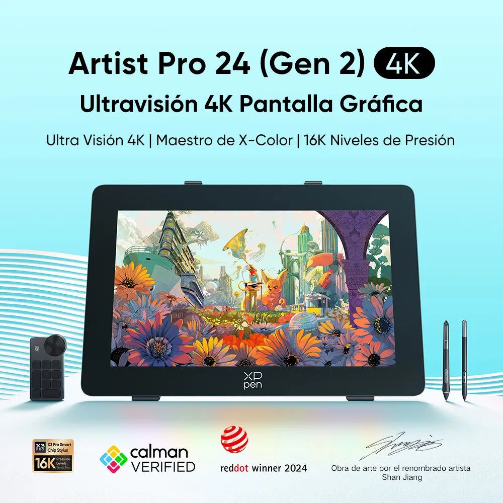 Pantalla Gráfica XP-Pen Artist Pro 24 (2da Gen) UHD 4K, 16384 Niveles de Presión (MD240UH)