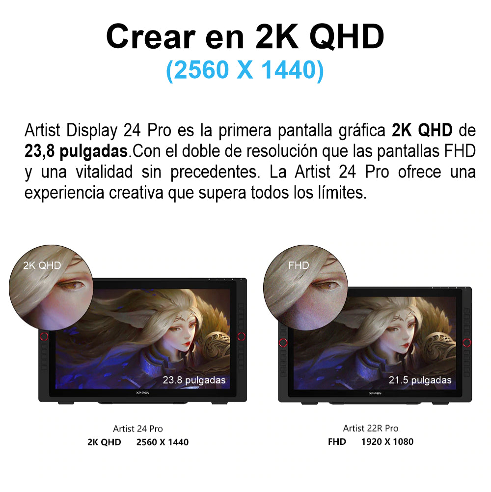 XP-Pen Artist 24 Pro Pantalla Gráfica de 23.8" 2K QHD IPS, 90% RGB