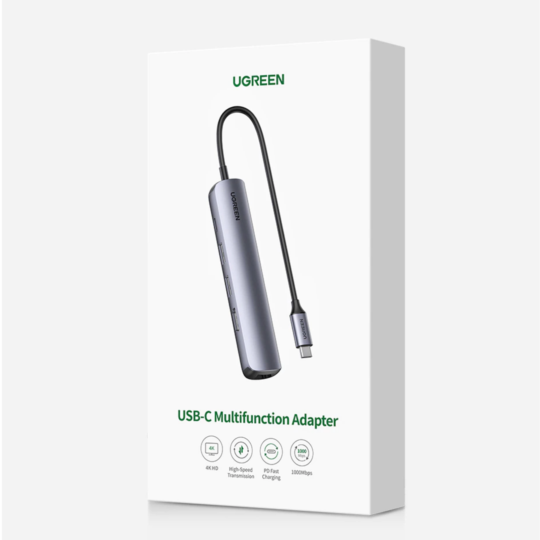 Hub adaptador USB-C Ugreen 5-en-1 RJ45, HDMI, USB 3.0, USB-C (10919)