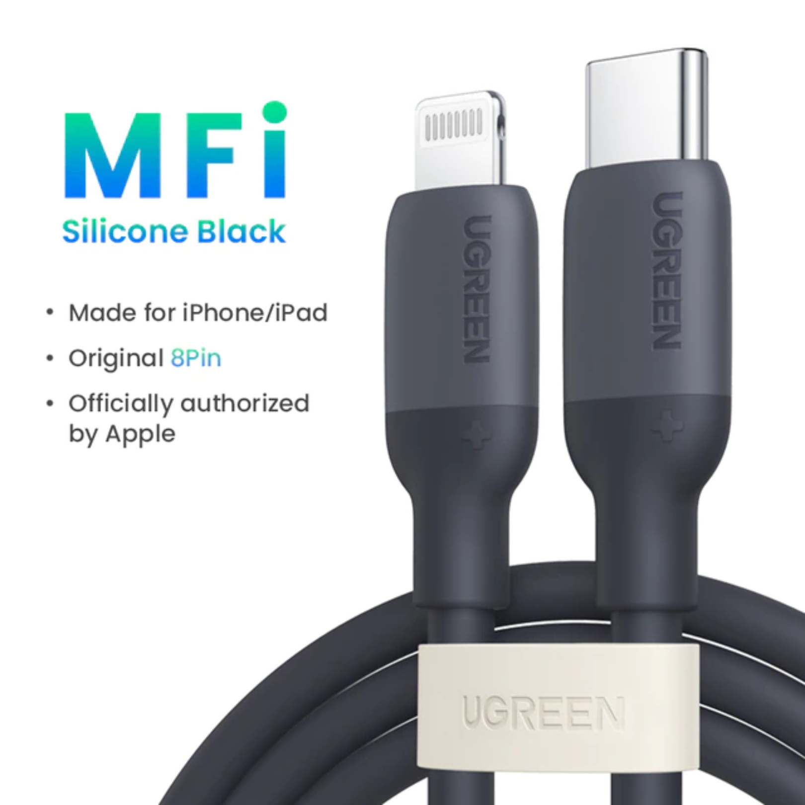 Cable Ugreen USB-C a Lightning, 1.5mt, Carga Rápida, Certificado FMI, Para iPhone 14/14 Pro Max/13/13 Pro/13 Pro Max, etc.