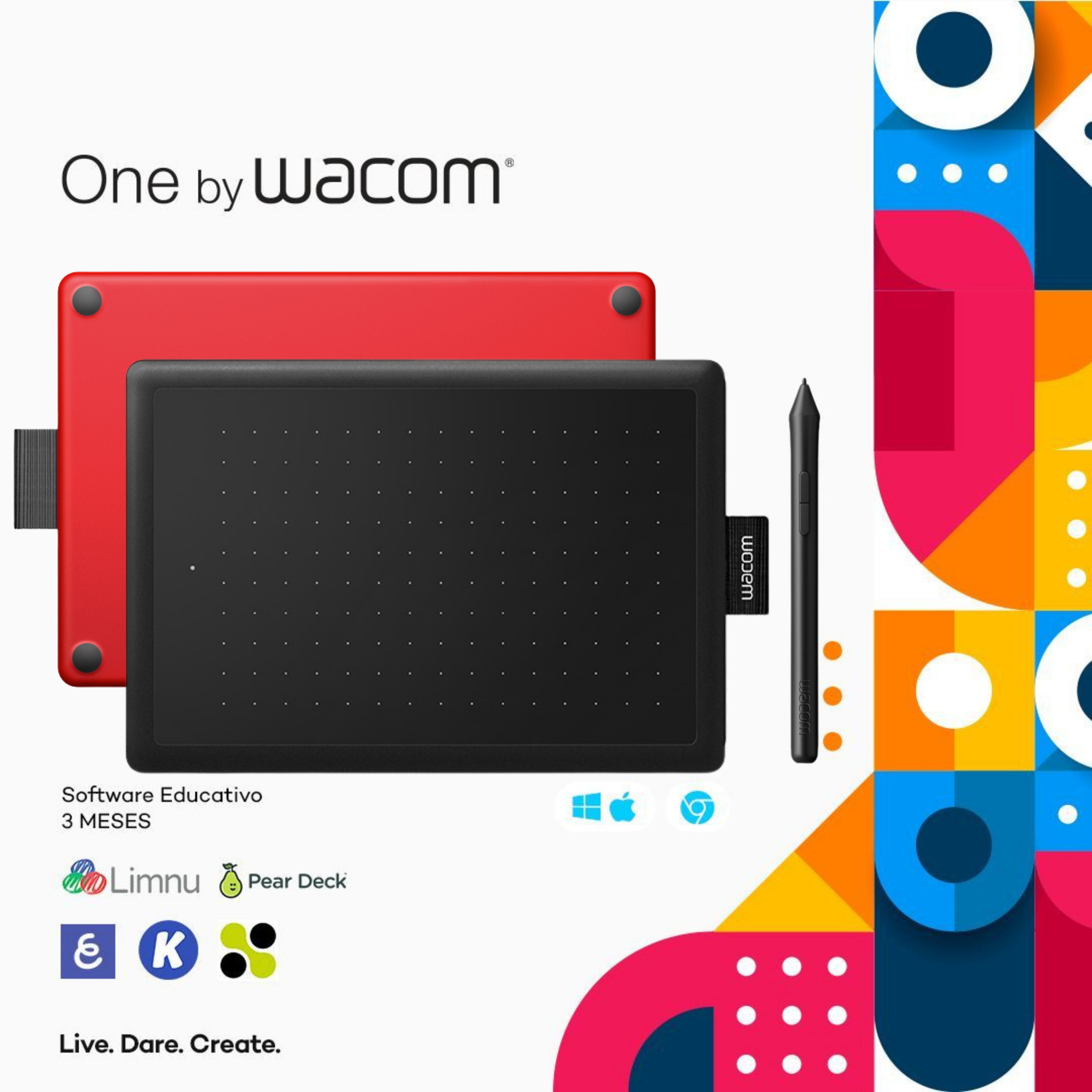 Tableta Gráfica One By Wacom Small CTL-472 Black/Red