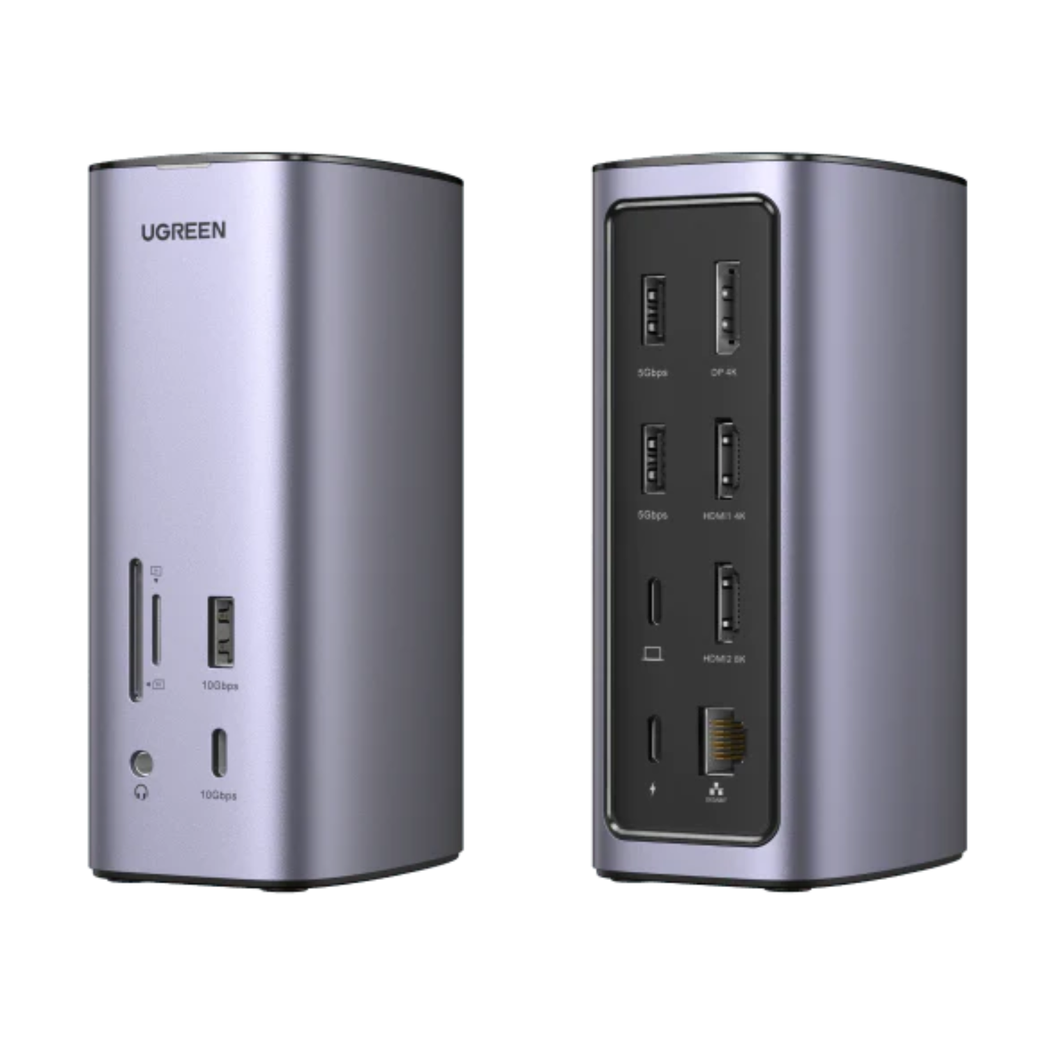 Docking Station Ugreen USB-C 12-en-1, USB, HDMI 4K/8K, DP 4K, RJ45, AUX, SD, TF (90325)