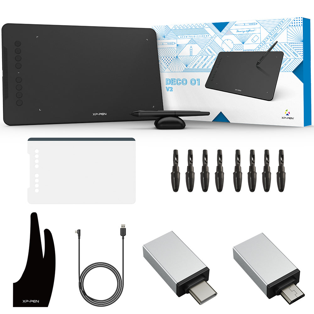 Tableta Gráfica XP-Pen Deco 01 V2, 8192 niveles de presión, USB-C, 35 x 21.7cm, 8 teclas