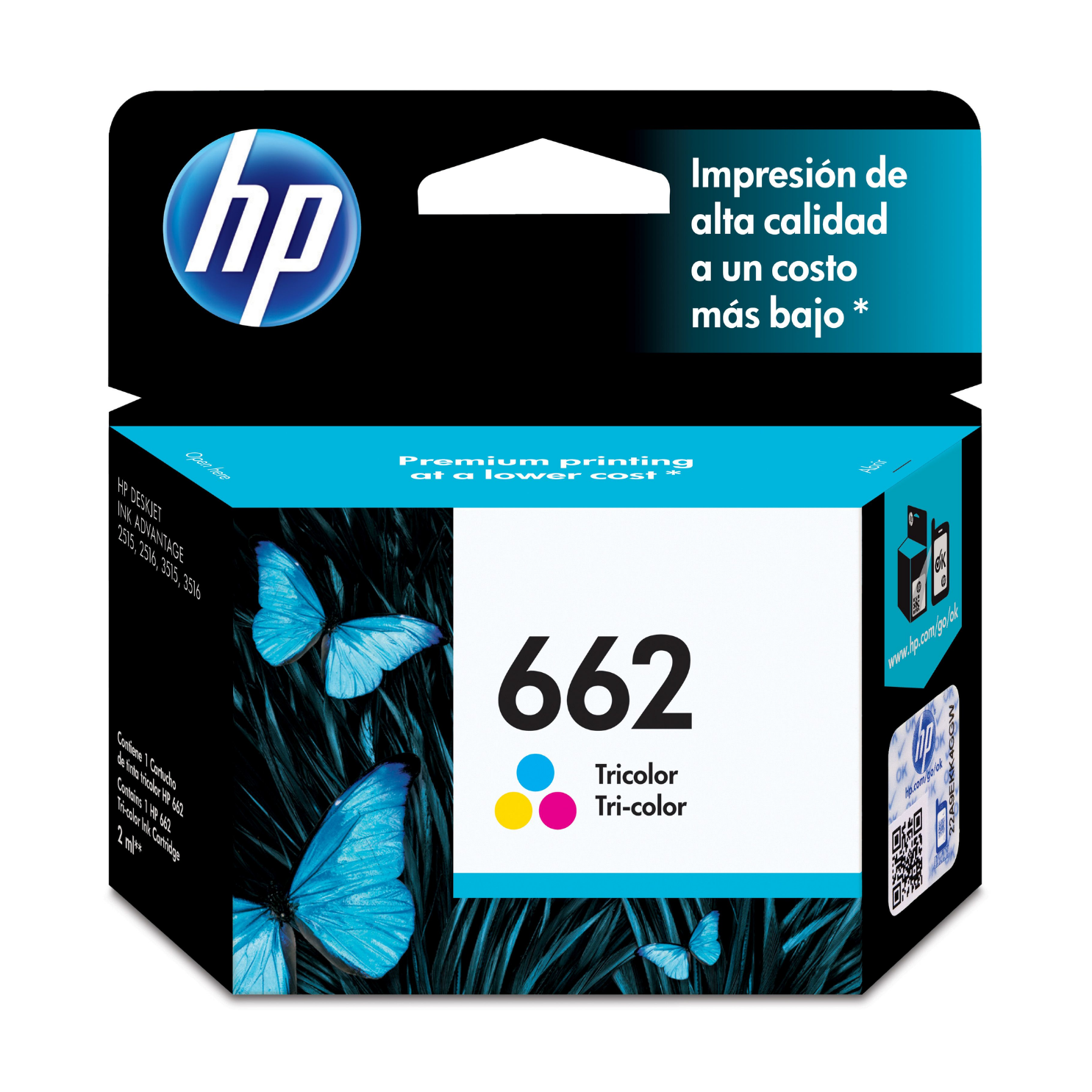 Cartucho de tinta HP 662 Tricolor (CZ104AL) DeskJet 2515 3515, 100 Pag.