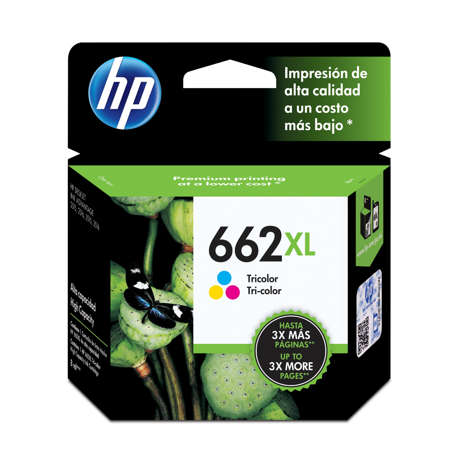 Cartucho de tinta HP 662XL Tricolor (CZ106AL) DeskJet 2515, 3515, 300 Pag.