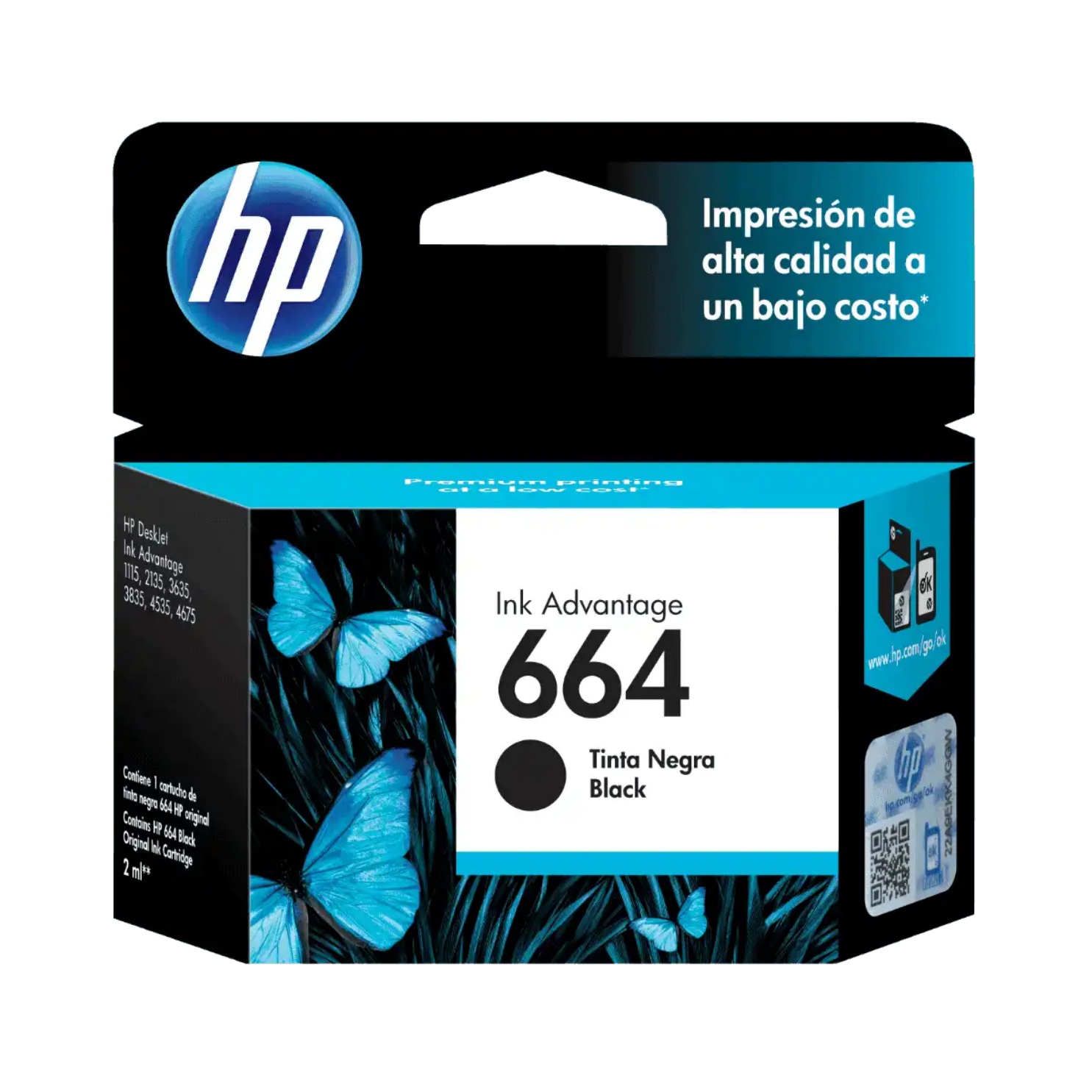 Cartucho de tinta HP 664 Negro (F6V29AL) DeskJet 1115, 2135, 4535, 4675, 120 Pag.