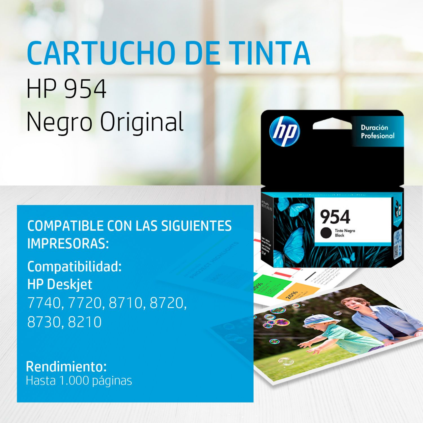Cartucho de tinta HP 954 Negro Original (L0S59AL) OfficeJet 7740, 8710, 1000 Pag.