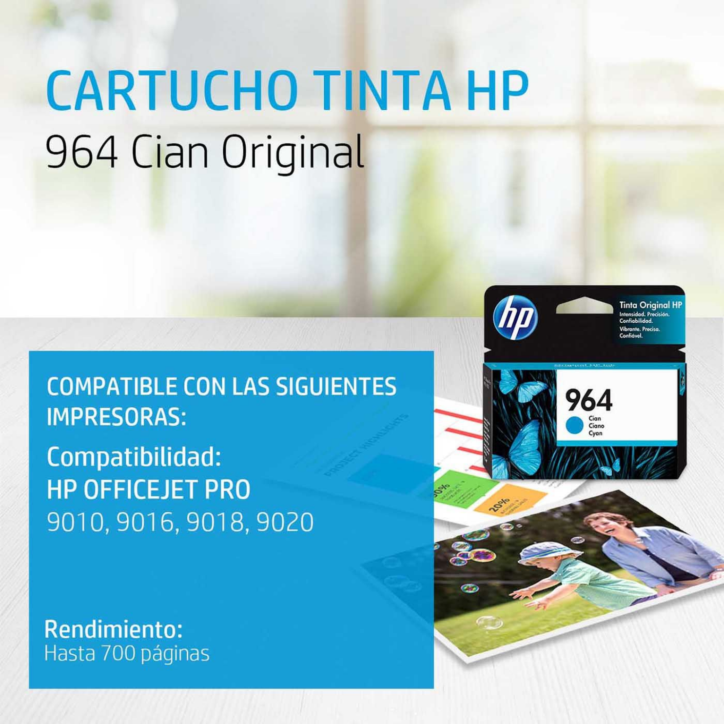 Cartucho de tinta HP 964 Cian (3JA50AL) OfficeJet 9010, 9020, 700 Pag.