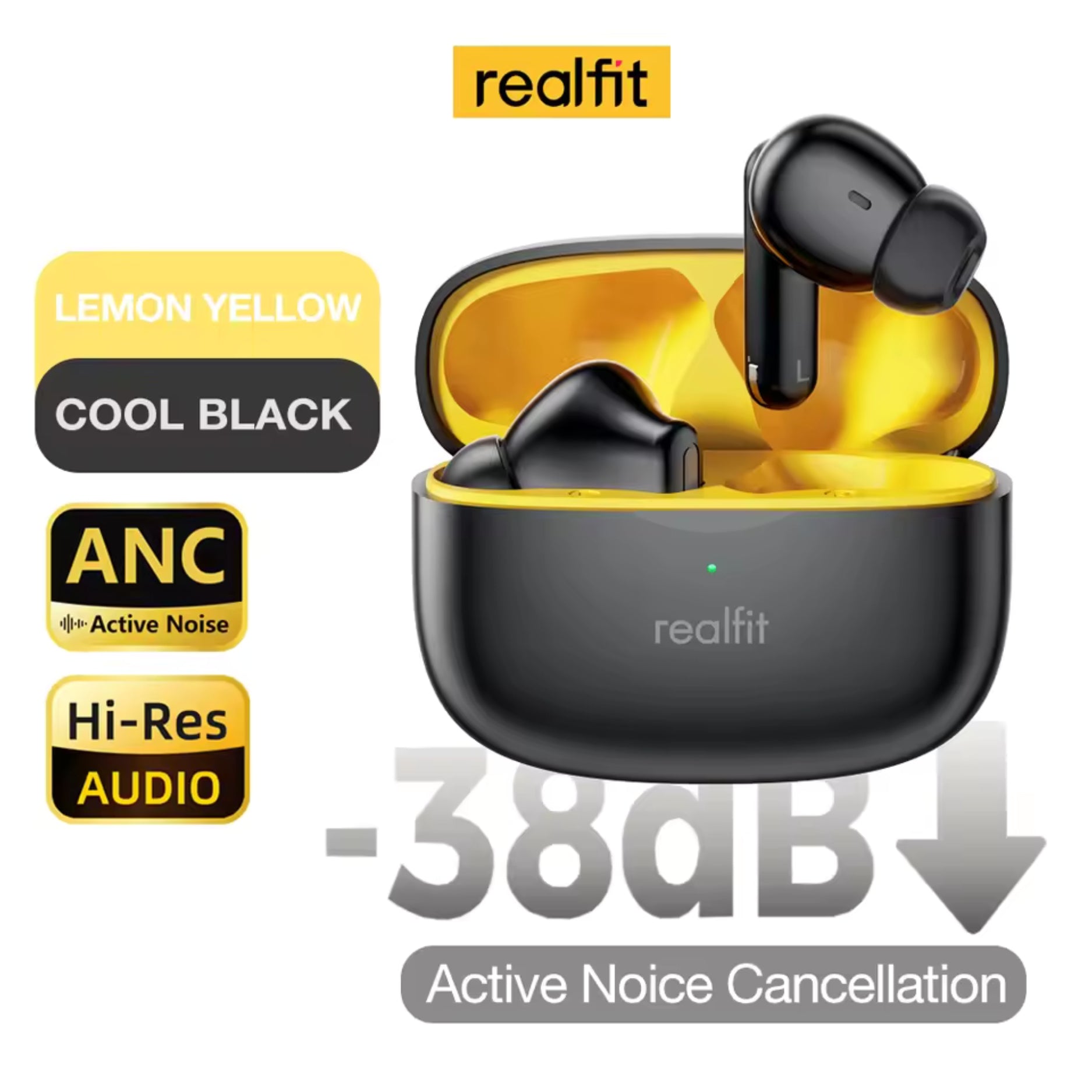 Realfit F3 ANC cancelación activa de ruido auriculares Bluetooth ENC llamada estéreo HIFI excelente bajo auriculares inalámbricos deporte Gaming