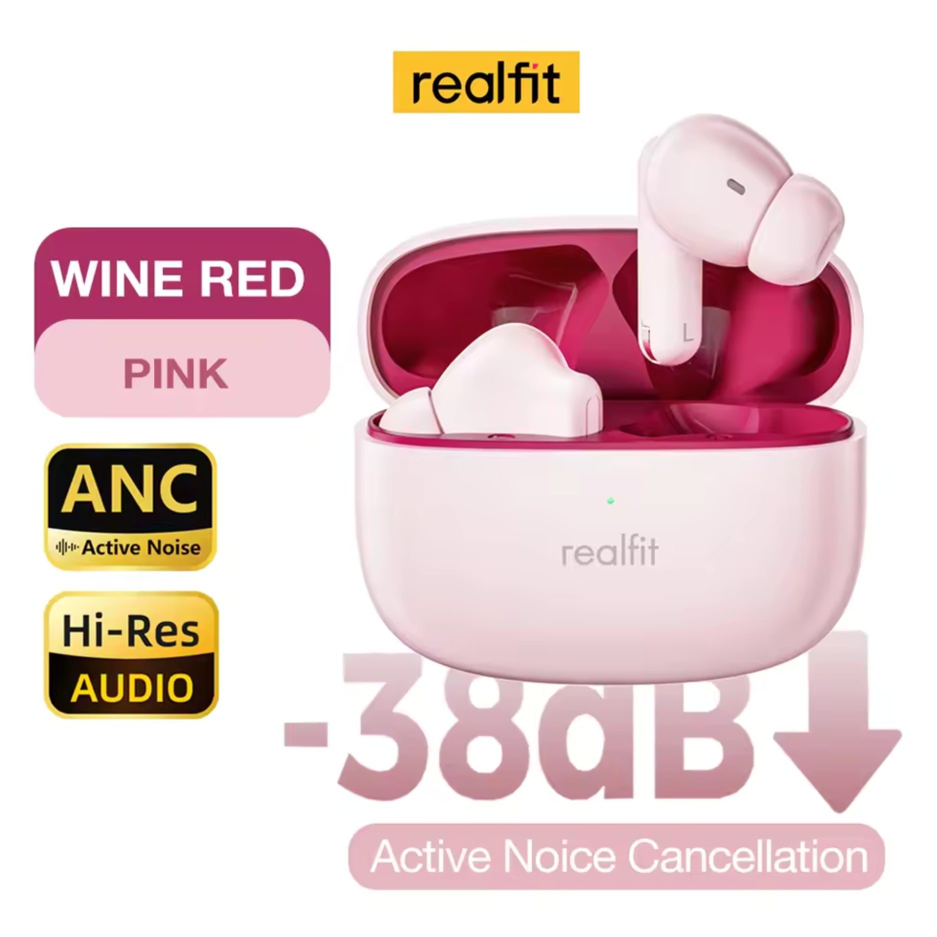 Realfit F3 ANC cancelación activa de ruido auriculares Bluetooth ENC llamada estéreo HIFI excelente bajo auriculares inalámbricos deporte Gaming