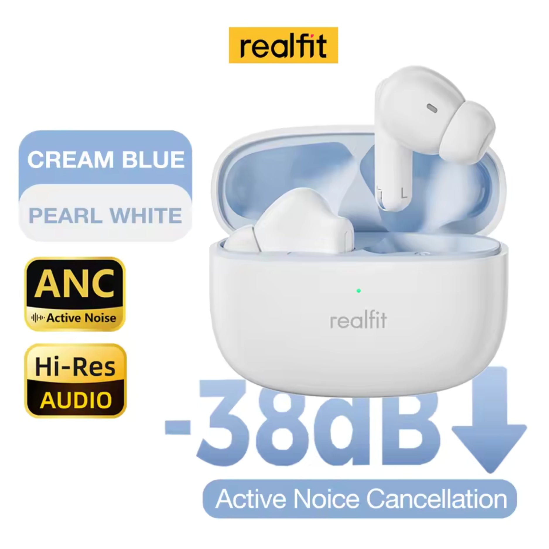 Realfit F3 ANC cancelación activa de ruido auriculares Bluetooth ENC llamada estéreo HIFI excelente bajo auriculares inalámbricos deporte Gaming