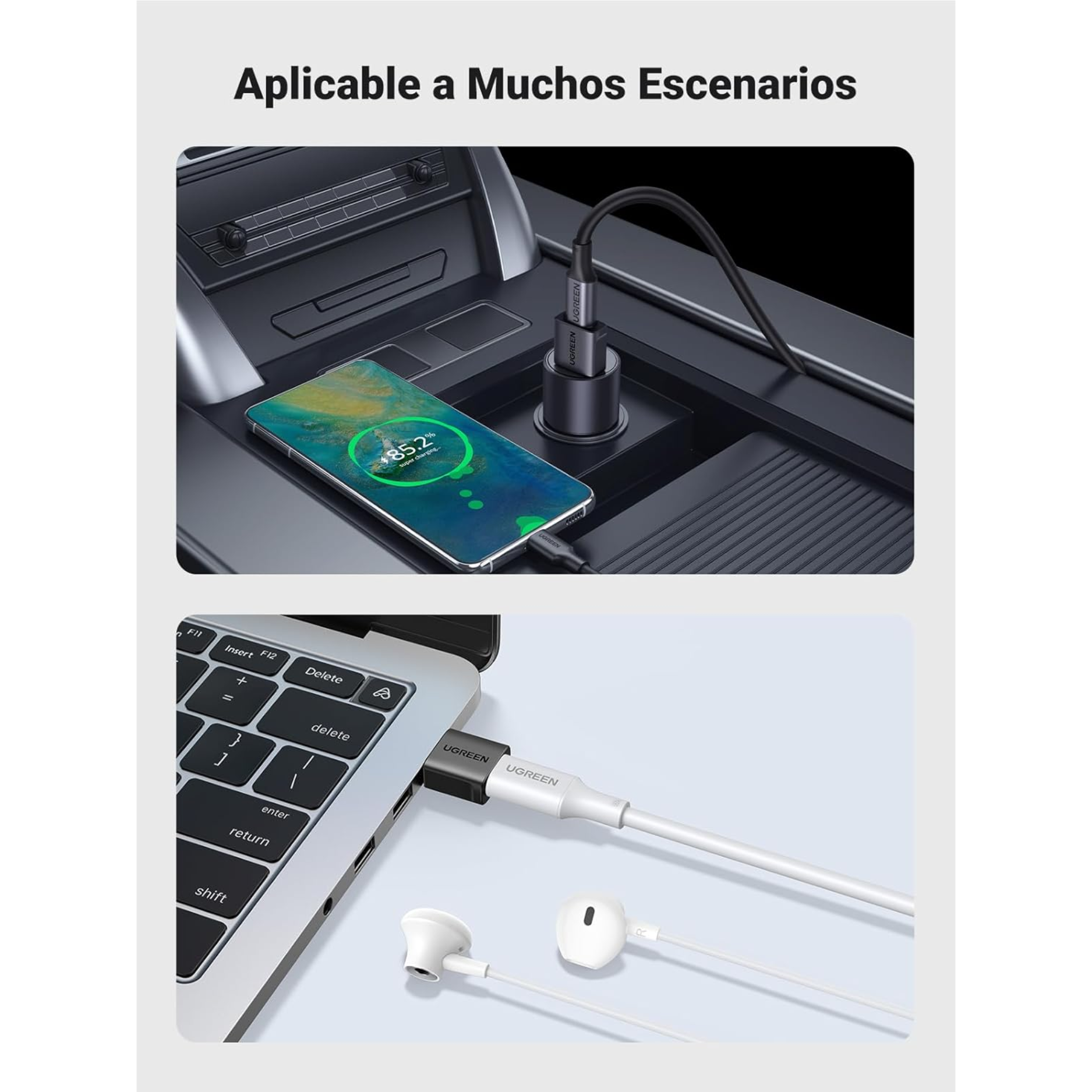 UGREEN Adaptador USB-A 3.0 Macho a USB-C 3.1 Hembra 10Gbps (45275)