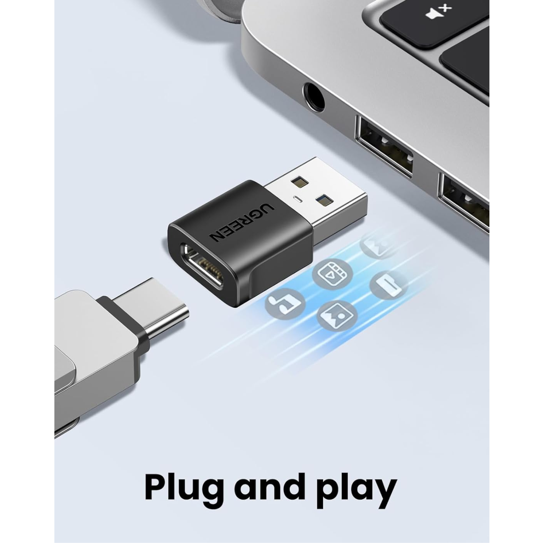 UGREEN Adaptador USB-A 3.0 Macho a USB-C 3.1 Hembra 10Gbps (45275)