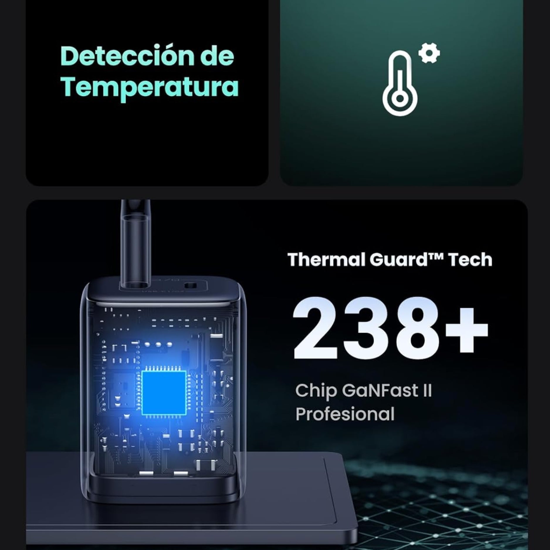 UGREEN Cargador USB-C 45W Carga Rápida Nexode GaN para Samsung, iPhone, Xiomi (CD294 - 90572)