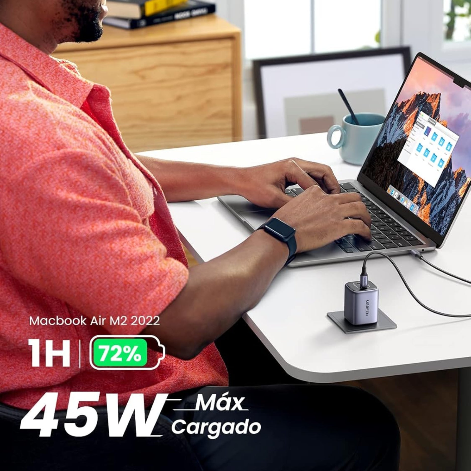 UGREEN Cargador USB-C 45W Carga Rápida Nexode GaN para Samsung, iPhone, Xiomi (CD294 - 90572)