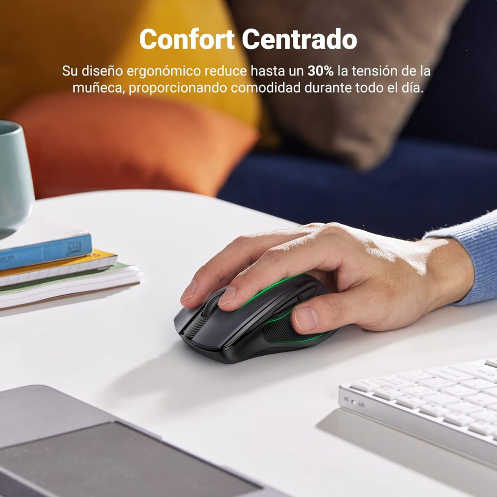 UGREEN Mouse Inalámbrico 2.4 GHz Ergonómico, 6 botones, 4000 DPI (MU006 - 90545)