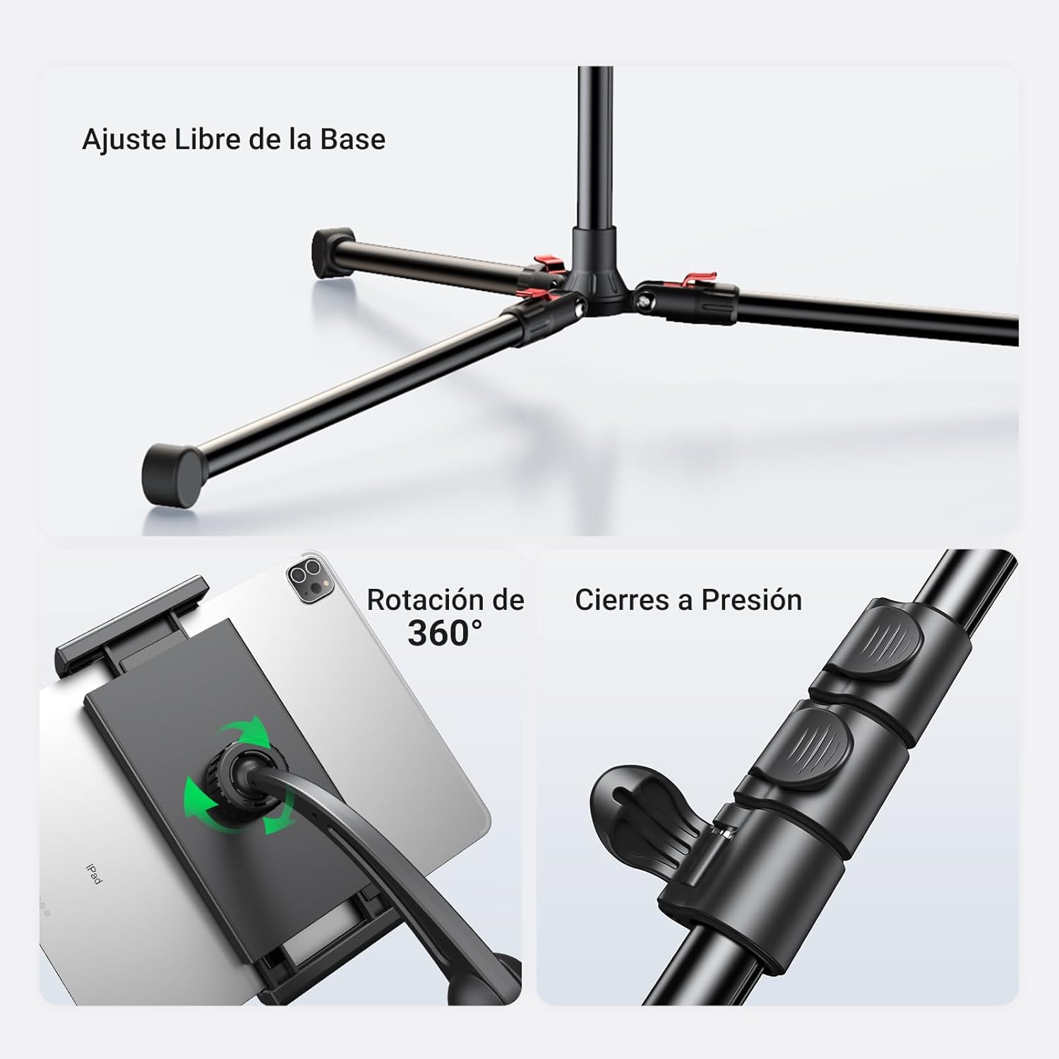 Trípode con soporte ajustable 2 en 1 UGREEN LP585 para Celular, Tablet, iPhone, iPad de 4,7"a 12,9"(15647)