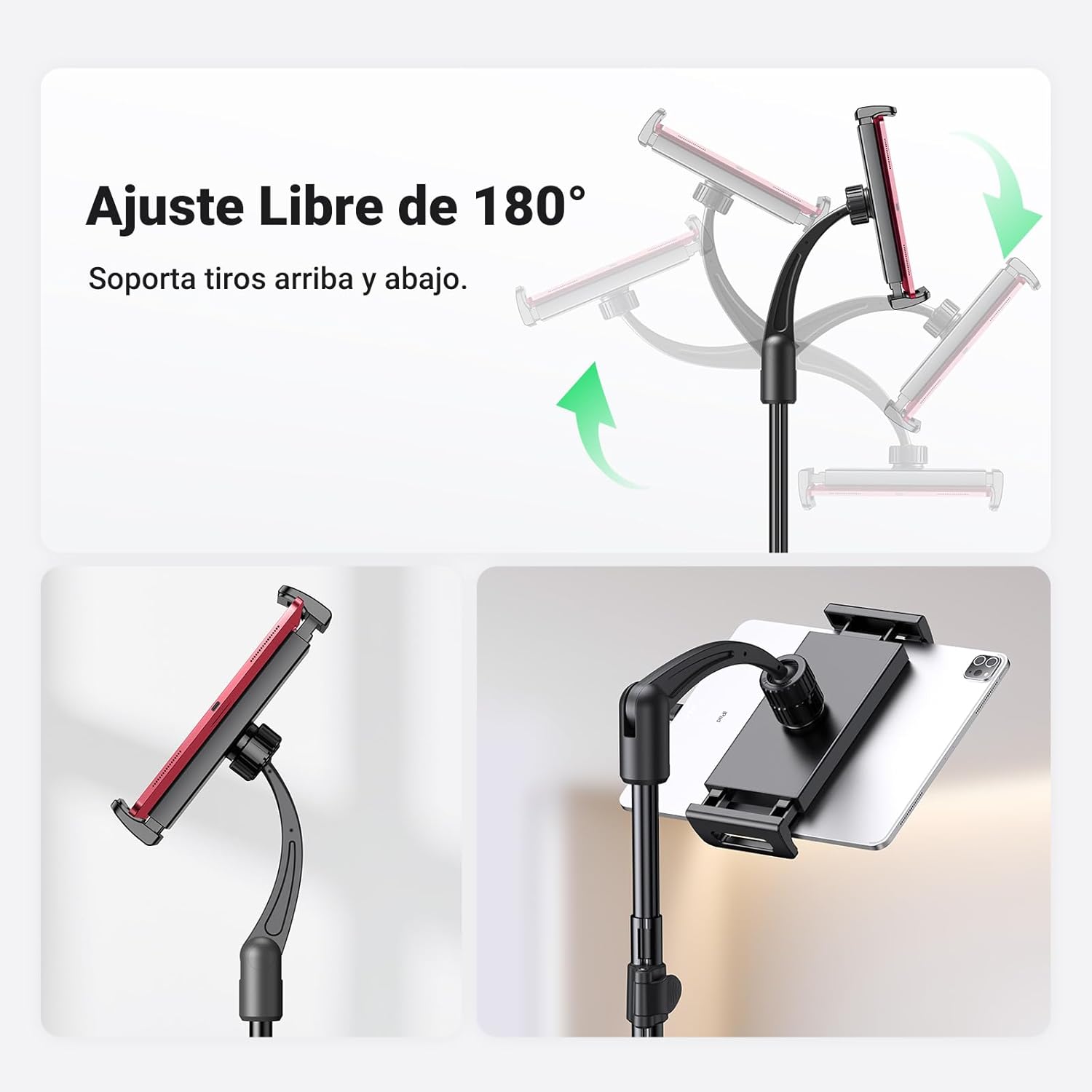 Trípode con soporte ajustable 2 en 1 UGREEN LP585 para Celular, Tablet, iPhone, iPad de 4,7"a 12,9"(15647)