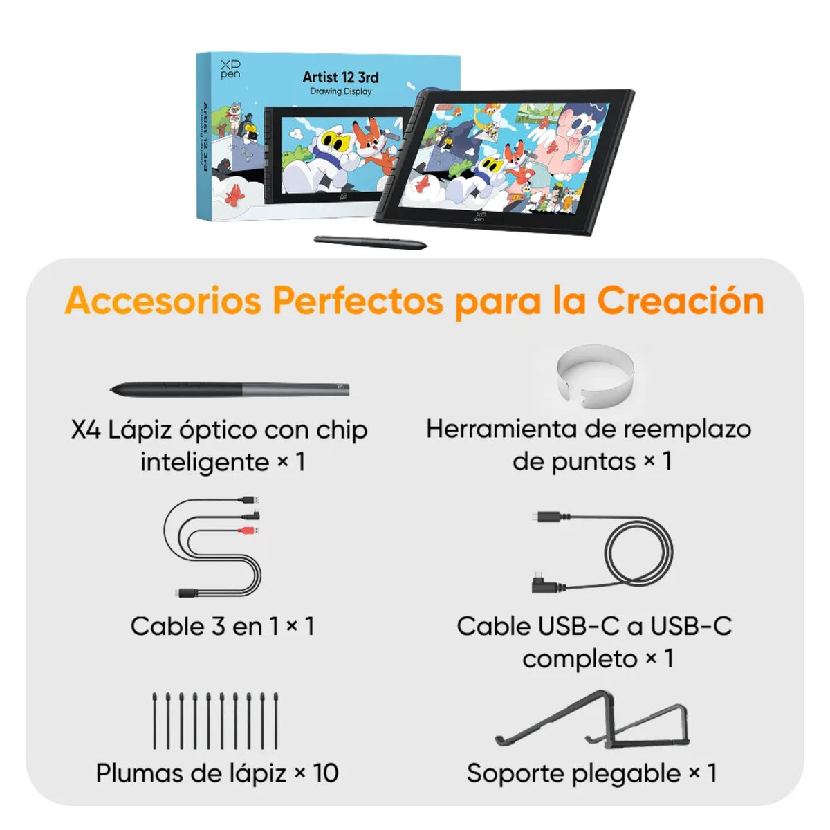 Pantalla Gráfica XP-PEN Artist 12 Gen 3, 11.9" Ful HD, 16384 Niveles de Presión (CD121FH)