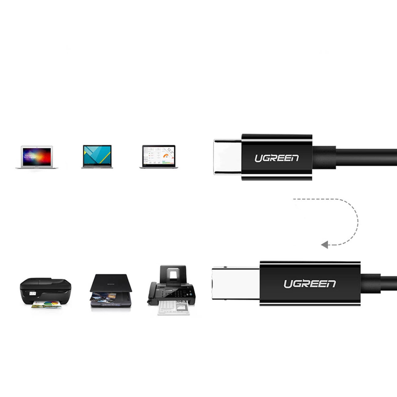 Cable de impresora USB-C Ugreen US241 de USB-B a USB-C 2 metros (50446)