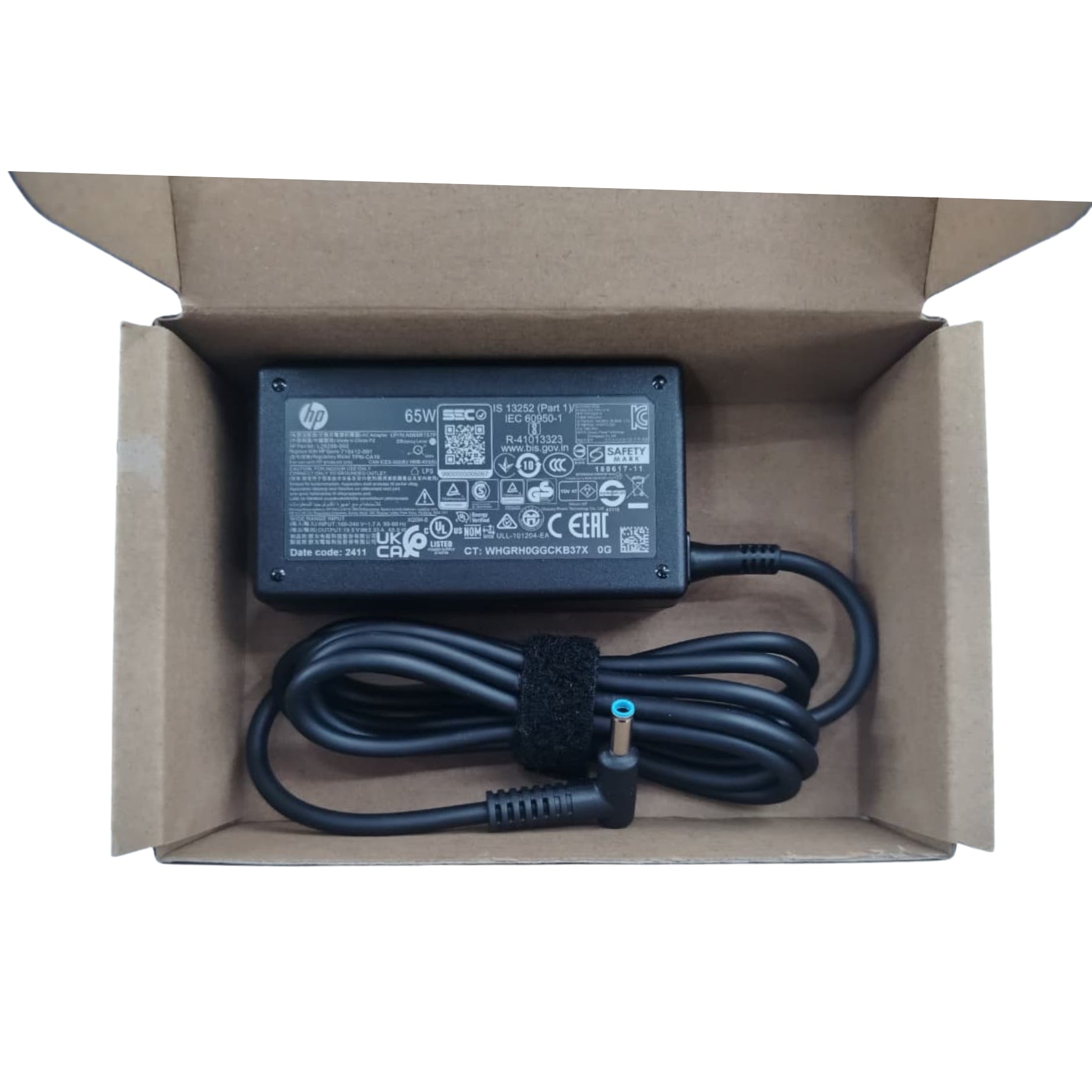 Caja Cargador de laptop HP 65W Original Punta Azul 710412-001
