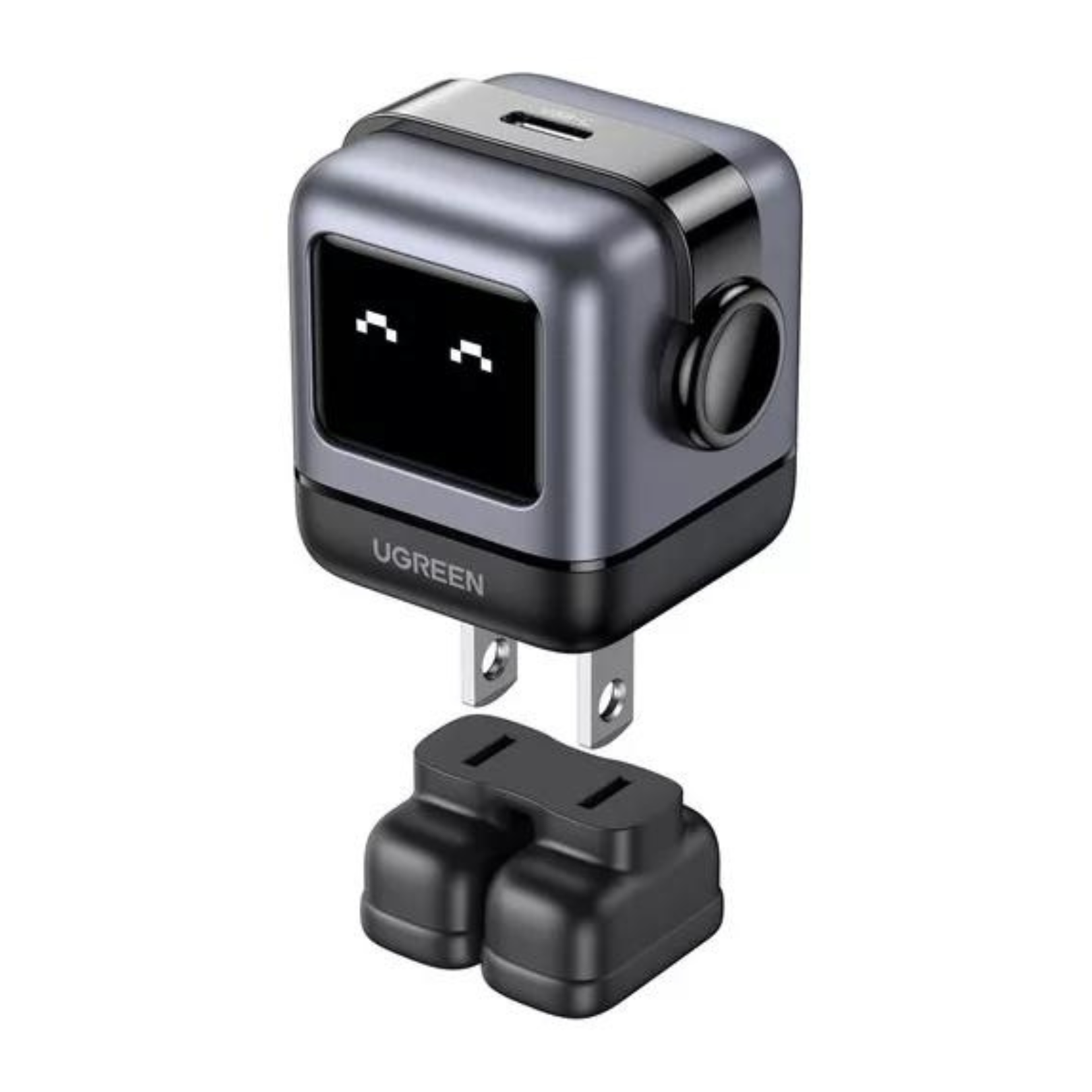 Cargador Ugreen 30W USB-C Carga Rápida, Robot con Pantalla, Negro (15550)