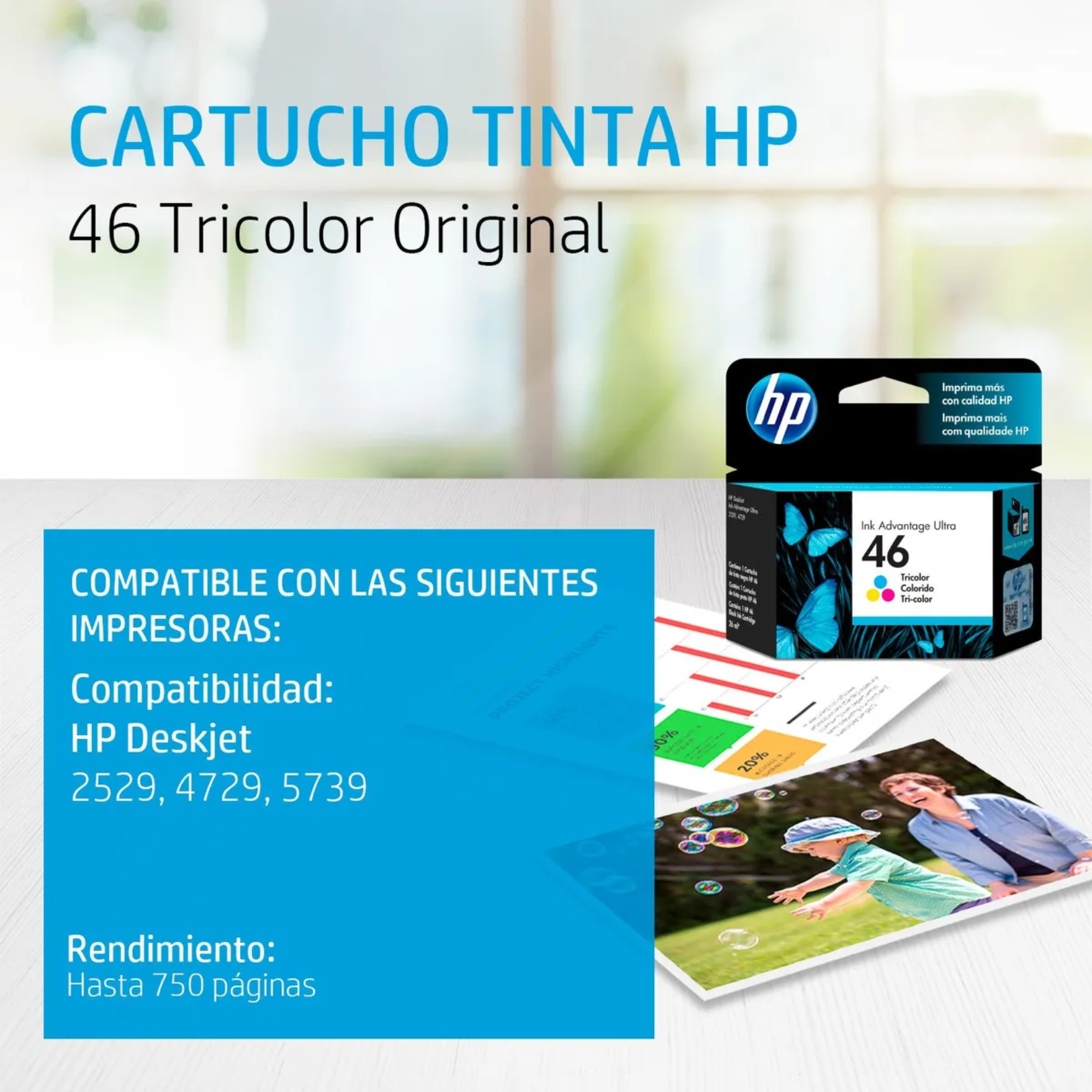 Cartucho de tinta HP 46 Tricolor Original (CZ638AL)