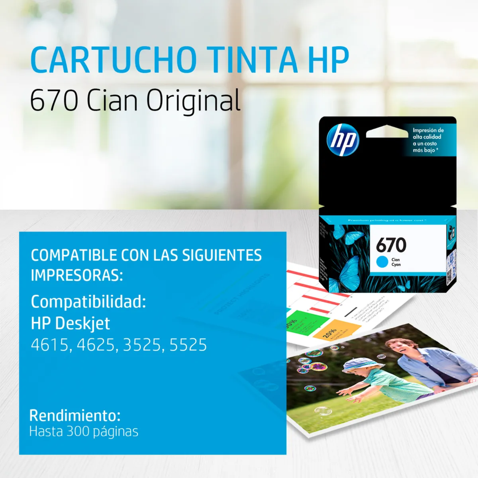 Cartucho de tinta HP 670 Cian Original (CZ114AL)