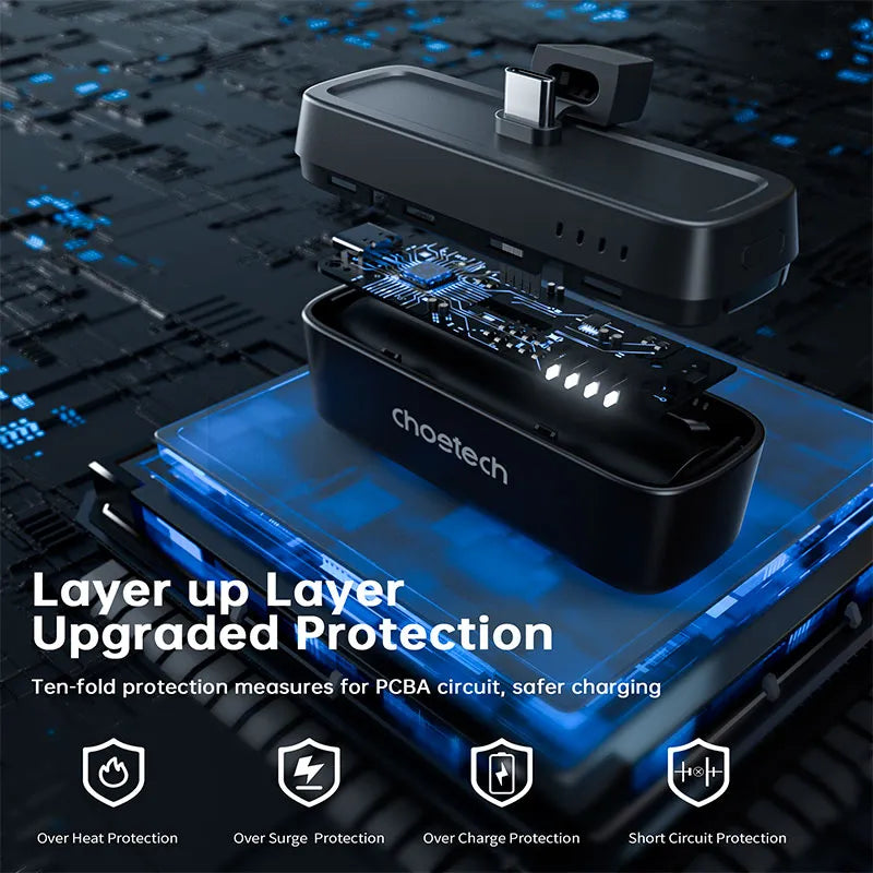 CHOETECH Mini Power Bank Portátil USB-C PD 20W, 5000 mAh, Carga Rápida, para Celular, iPhone, Tablet, Negro (B740-CCBK)