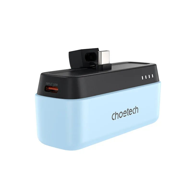 CHOETECH Mini Power Bank USB-C PD 20W, 5000 mAh, Carga Rápida, para Celular, iPhone, Tablet, Azul Celeste (B740-CCBE)