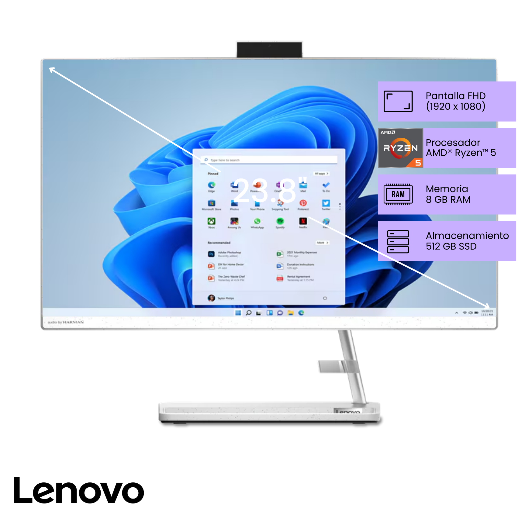 Computadora All in One Lenovo IdeaCentre AIO 3 24ALC6 Ryzen 5 (F0G100T0LD)