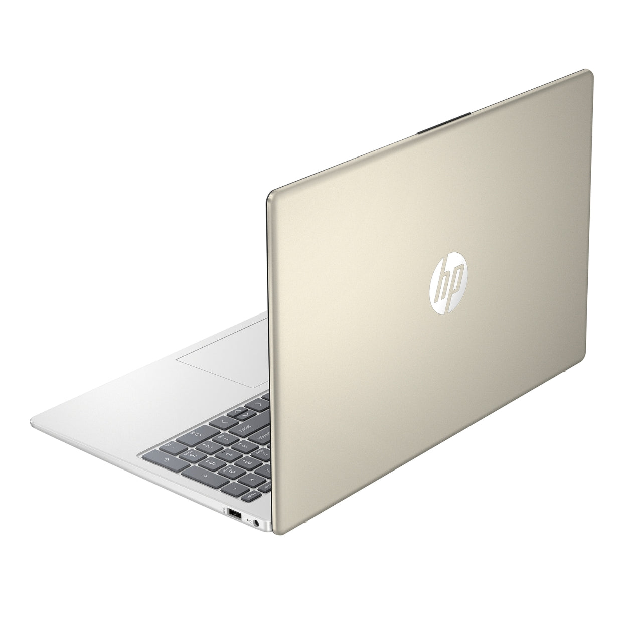 Laptop HP 15-fd0255la perfil lateral mostrando diseño delgado y moderno.