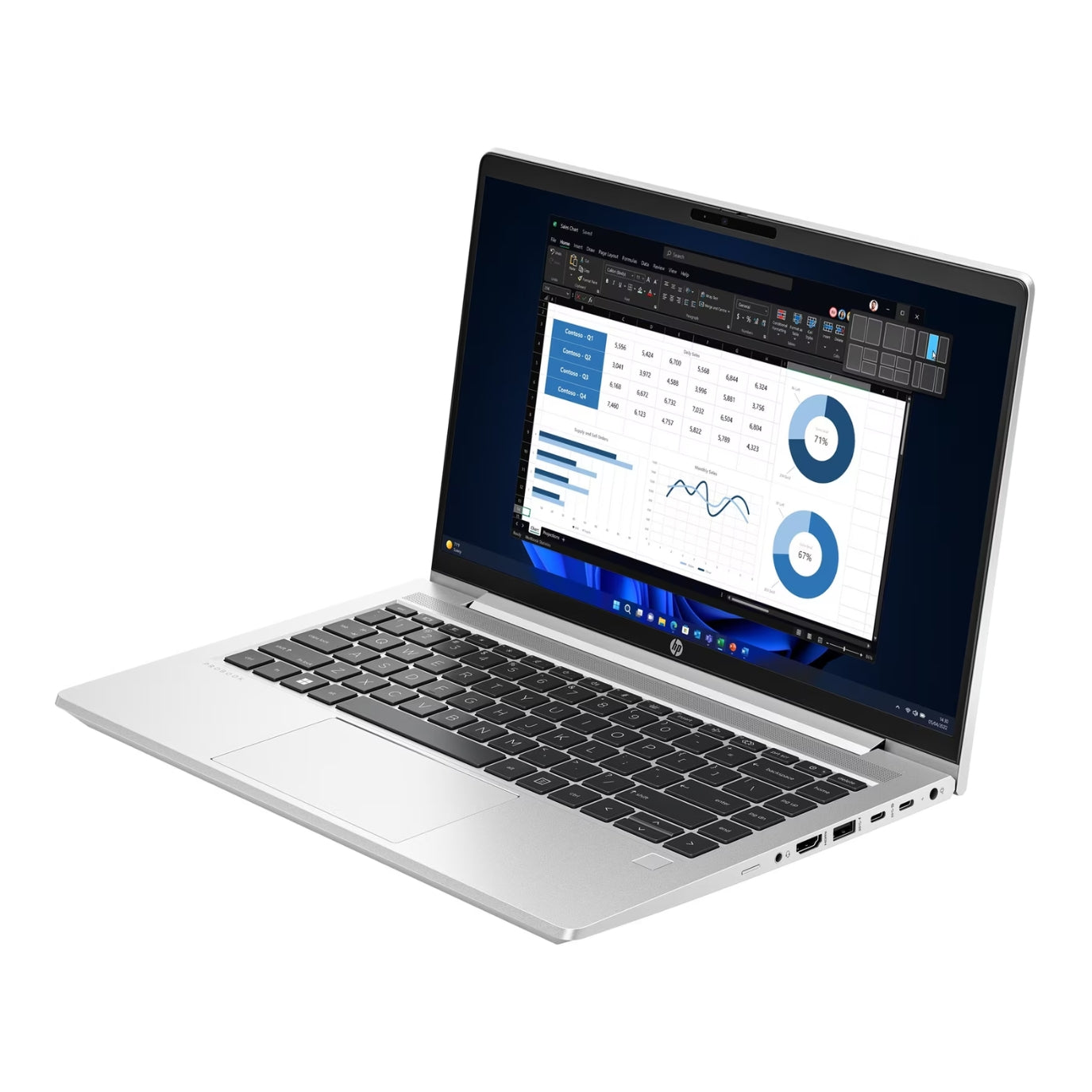 Laptop HP ProBook 440 G10 Intel Core i5 perfil lateral delgado y ligero.