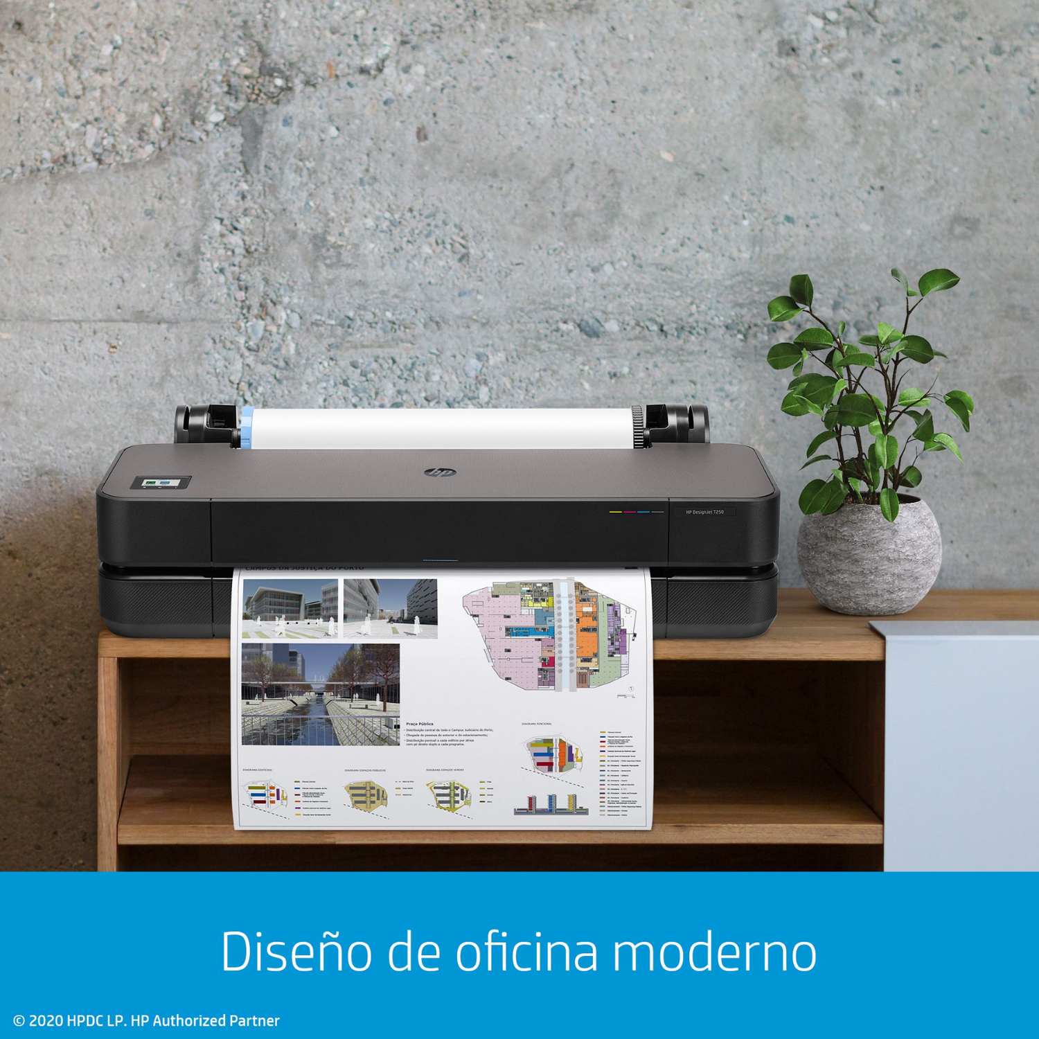 Impresora Plotter HP DesignJet T250 A1 Color de 24" Pulgadas y Wi-Fi, USB (5HB06A)