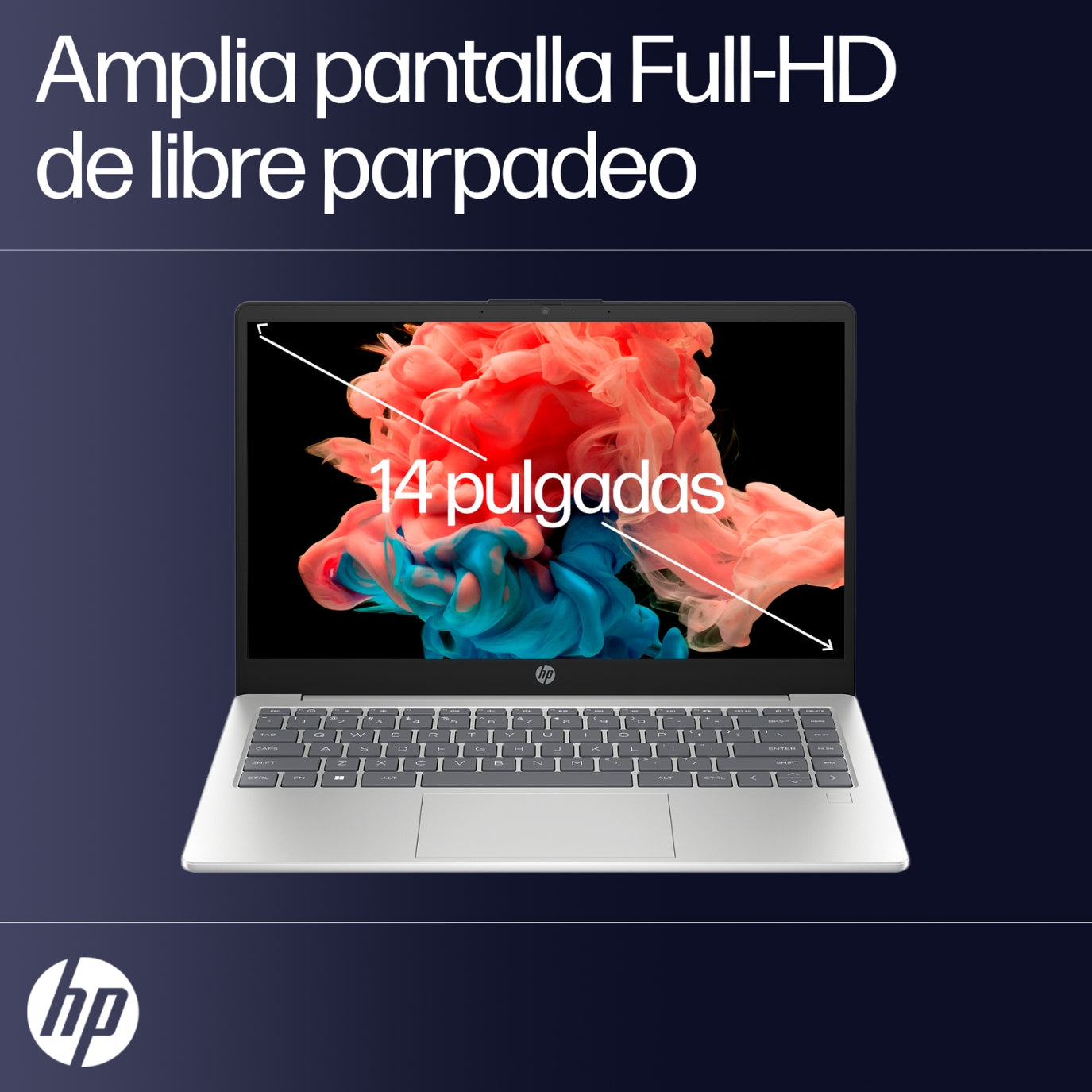 Laptop HP 14-ep1001la con pantalla 14 pulgadas FHD IPS antirreflejo.