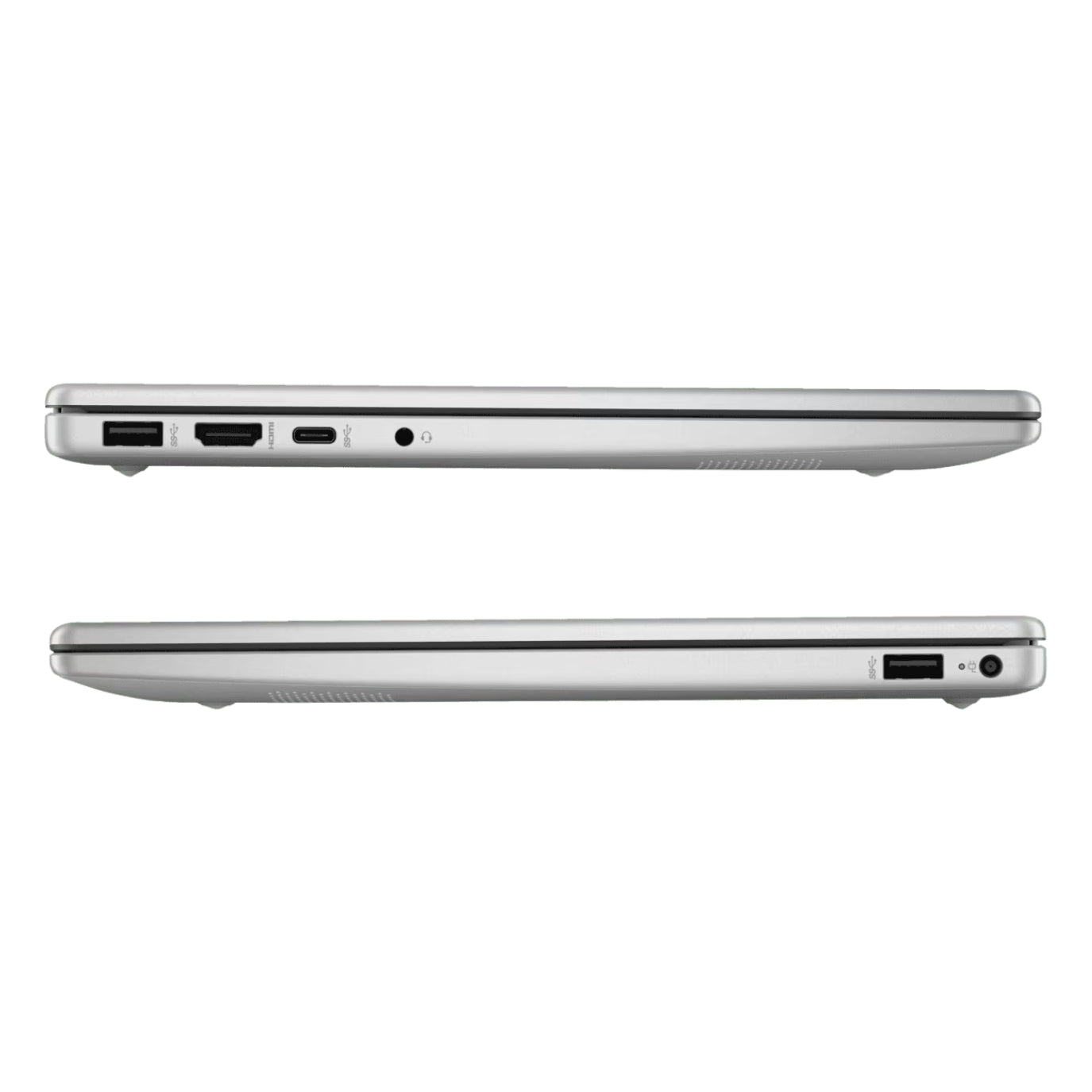 Laptop HP 14-ep1001la conectividad completa con puertos USB-C, HDMI y USB-A.