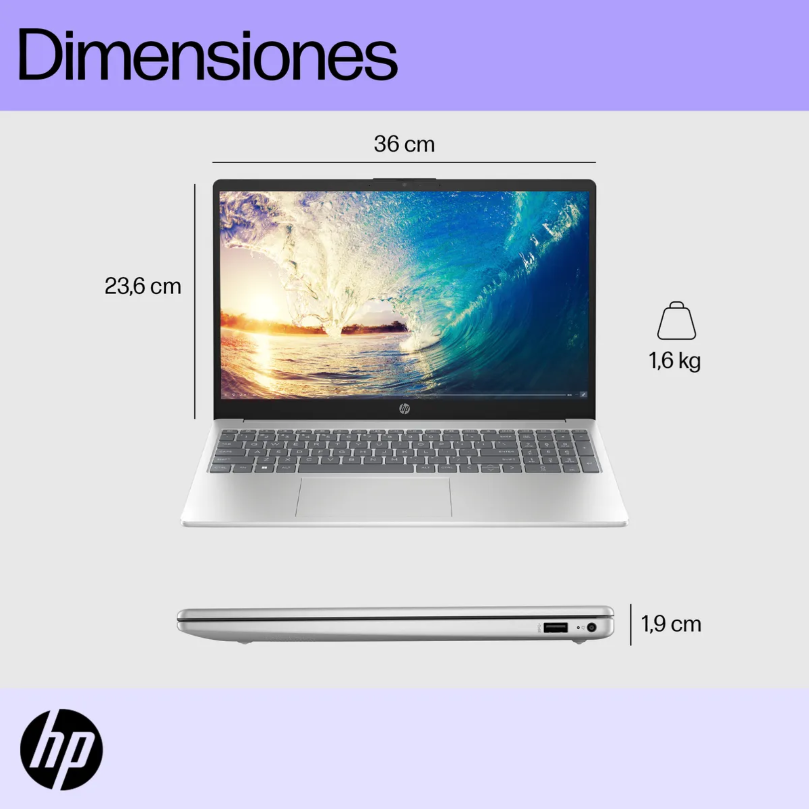 Laptop HP 15-fd0004la Core i3 8GB RAM, 256GB SSD Full HD